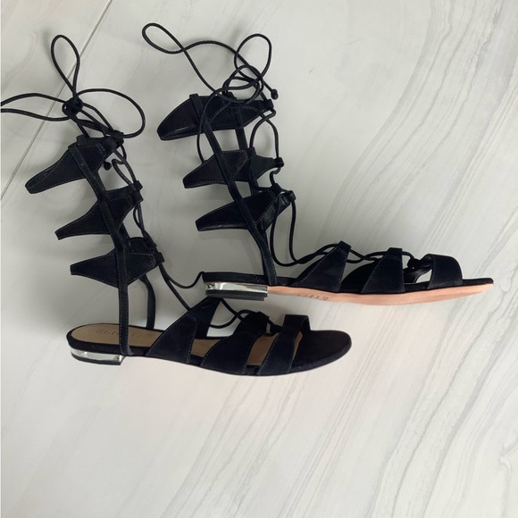 SCHUTZ Black Suede Gladiator Sandals - Picture 2 of 5